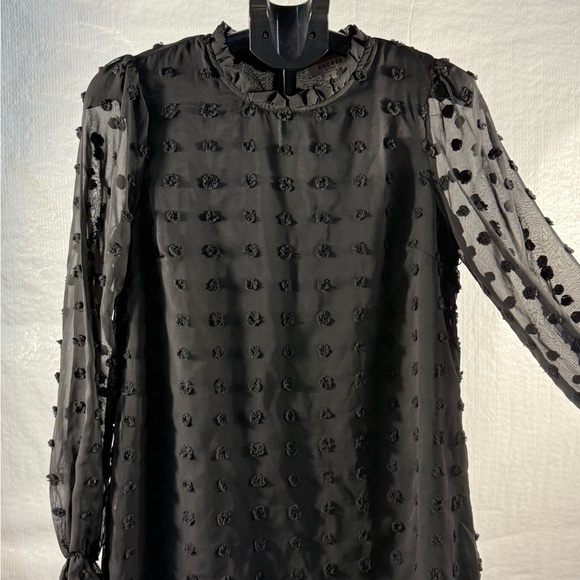 ANDREE BY UNIT Black Sheath Midi Dress with Bishop Sleeves - Picture 3 of 4